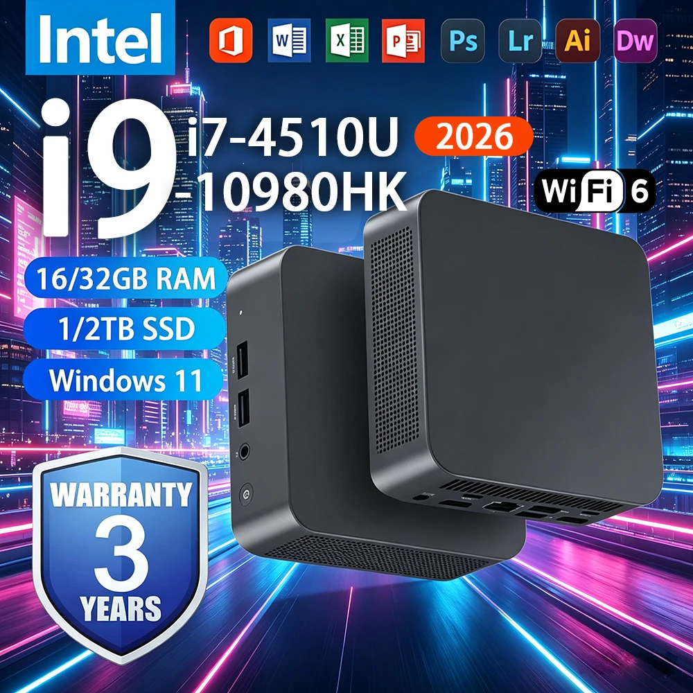 Mini PC Intel Core i9 10980HK i7 4510U Windows 11 Pro 16GB 32GB DDR4 1TB SSD WIFI 6 BT5.2 4K HD Desktop Computer Gaming Pc Gamer
