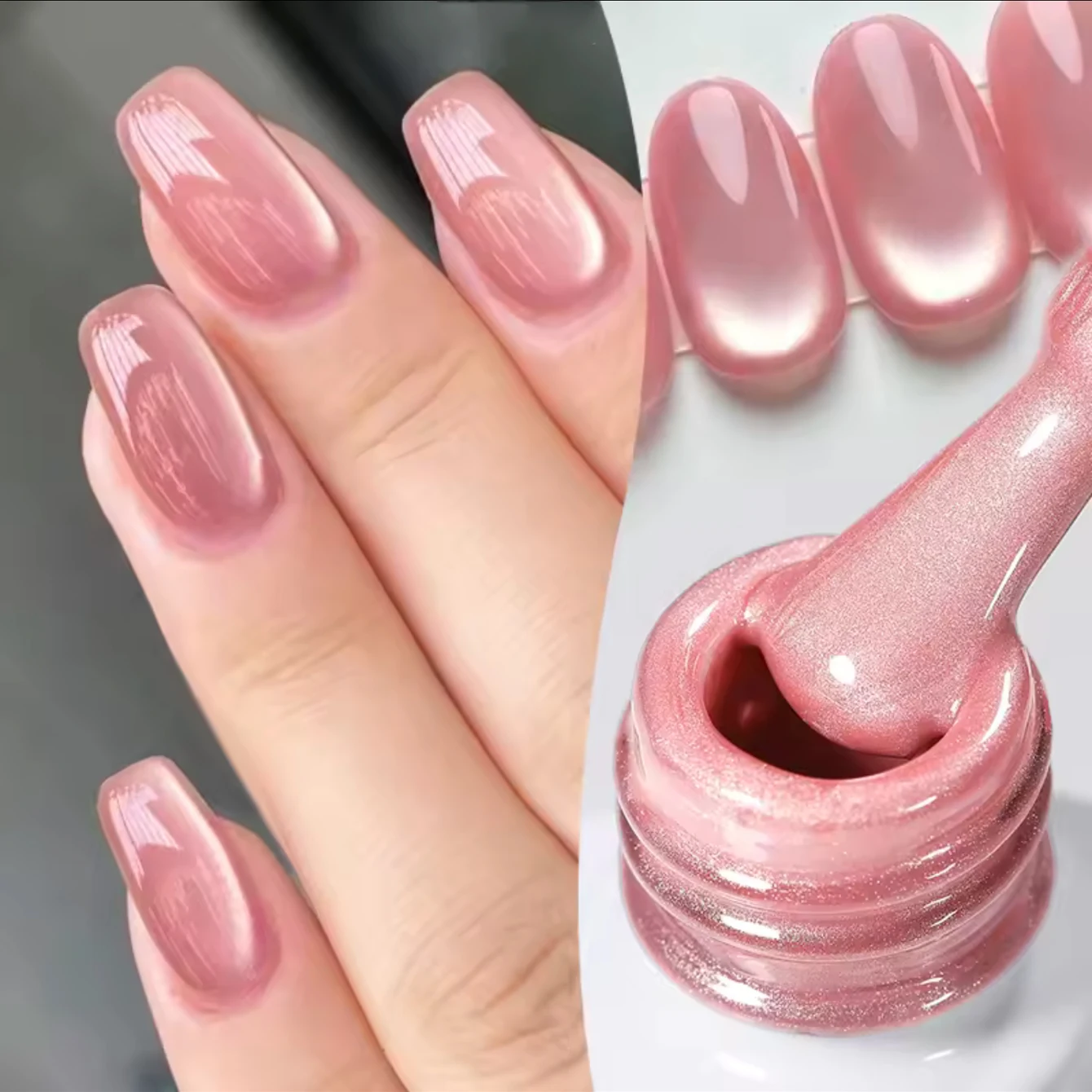 12ml 1-16 Stück Beliebter 2026 Neuer Klarer Rosa Glasperlen-Mondlicht-Magnet-Katzenaugen-Gel-Nagellack Aufhellender Nagelbedarf Süße Nägel Image