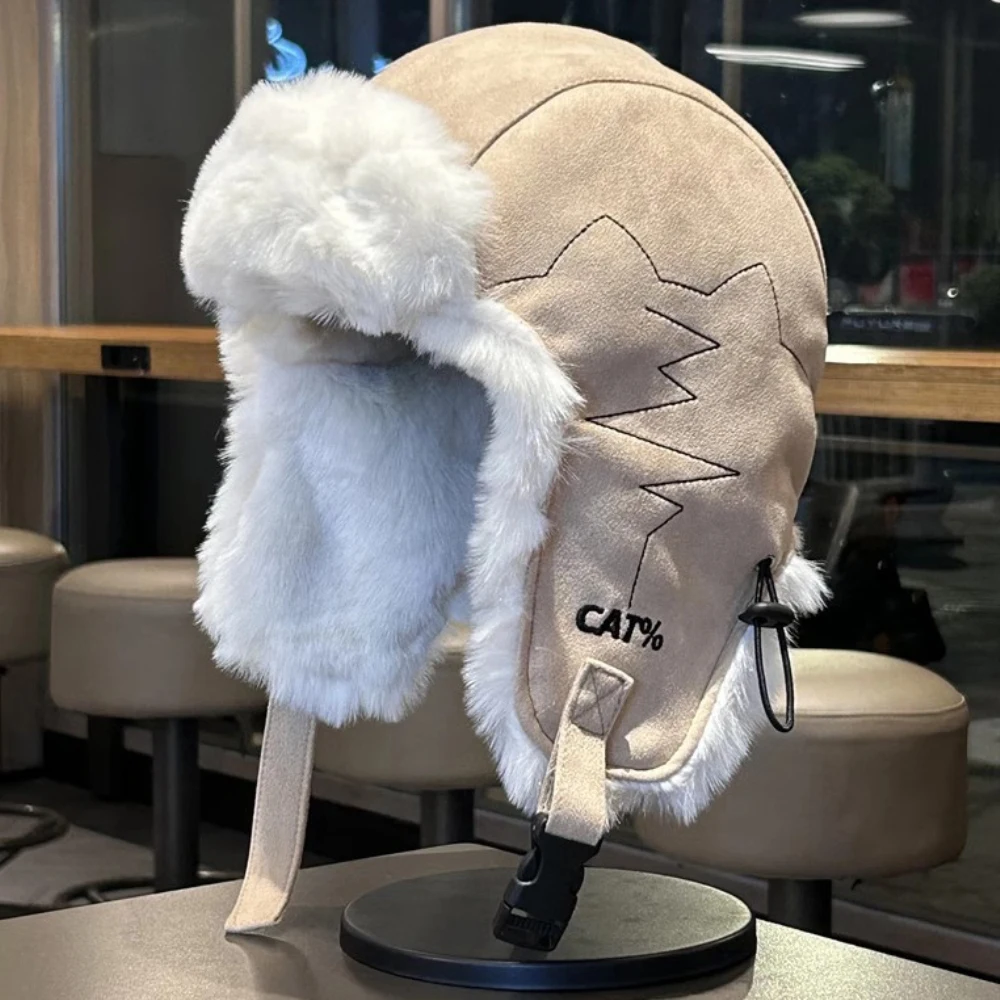 HT5017 Russische Hut Neue Dicke Warme Winter Hüte für Männer Frauen Fleece Pelz Gefüttert Bomber Hut Männlich Weiblich Schnee Ski Trapper Earflap Cap Image