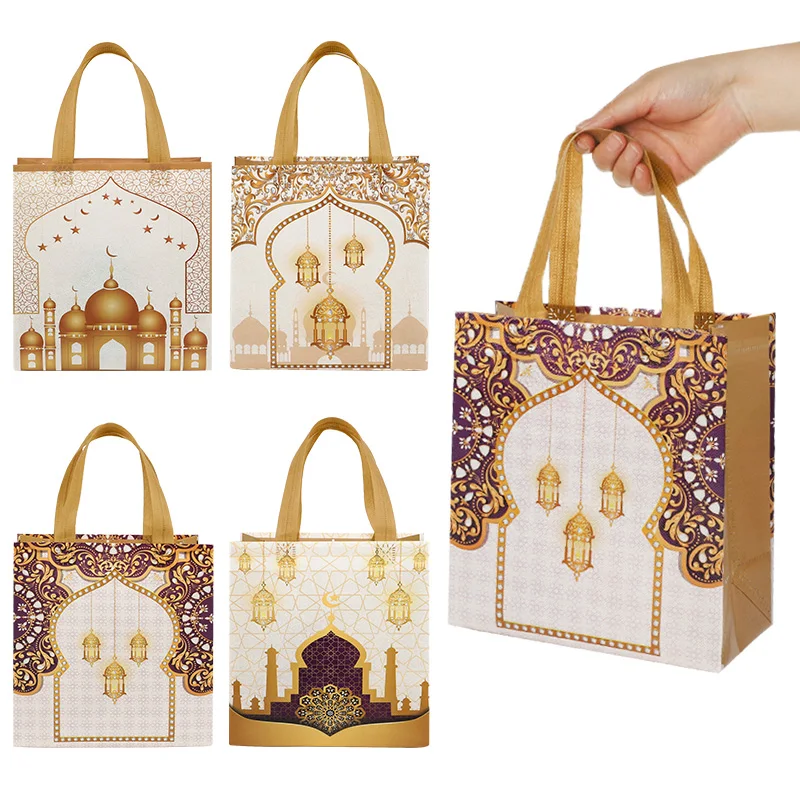 EID Mubarak Dekor Vlies-Einkaufstasche, Geschenkverpackung, Ramadan Kareem, tragbare faltbare Handtasche, wiederverwendbare Einkaufs-Aufbewahrungstasche Image