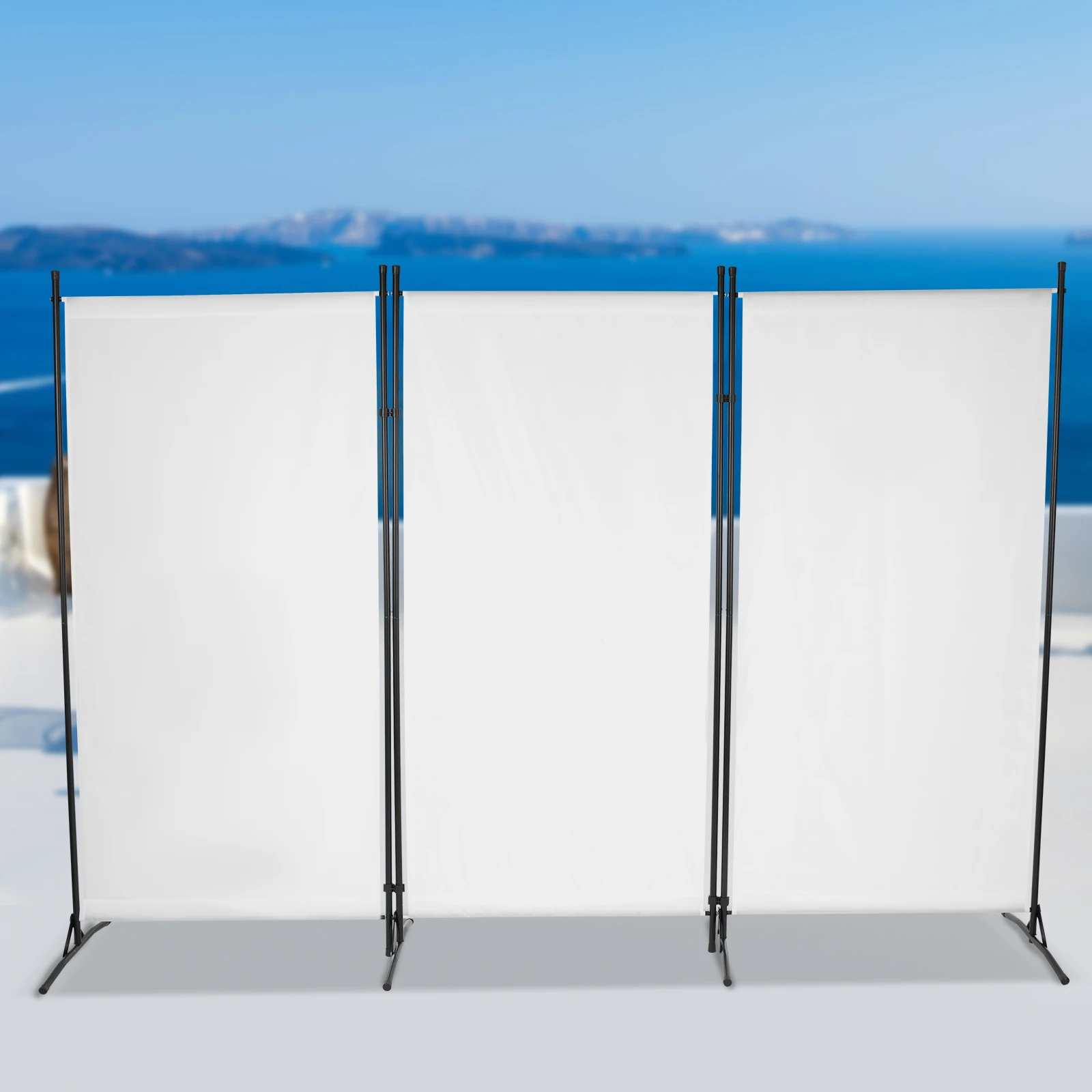 360 ° Faltbar Freistehend Weiß Büro/Raumtrenner 8,53*5,9ft Touch-Bestigungen Faltbarer Raumteiler Mit Schutzabdeckungen Image