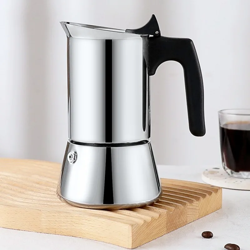 Moka-Kanne 【4/6 Tassen】 Moka-Kaffeemaschine aus Edelstahl 304 für die Küche, Mokka, Espresso, Latte, Herdfilter Image