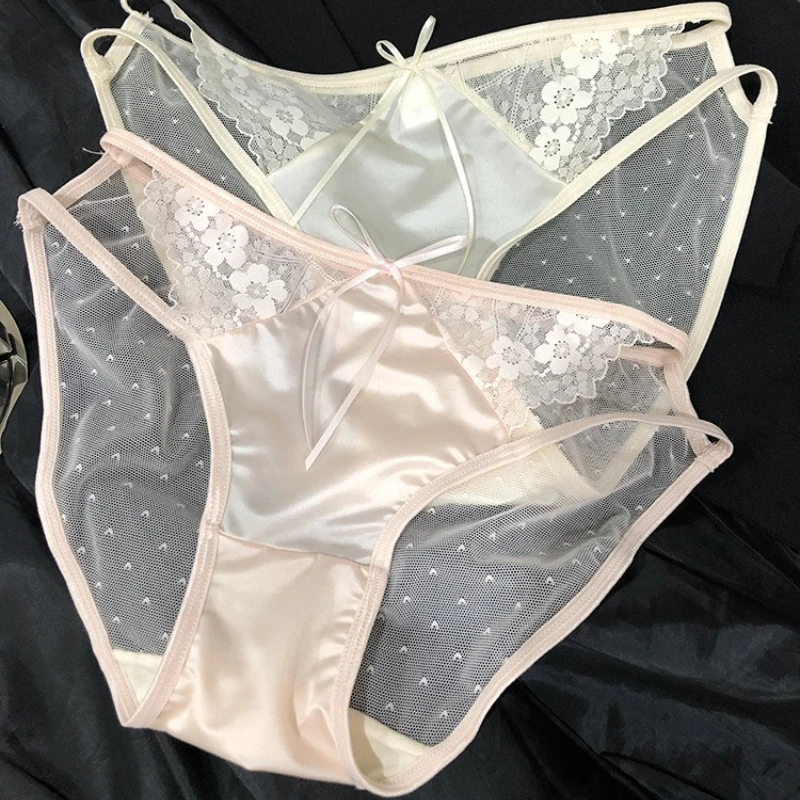 1 Stück Spitzenhöschen für Damen, transparente Mesh-Hüftslips, niedrig geschnittene, atmungsaktive Unterwäsche mit Aussparungen, sexy Damenunterwäsche Image