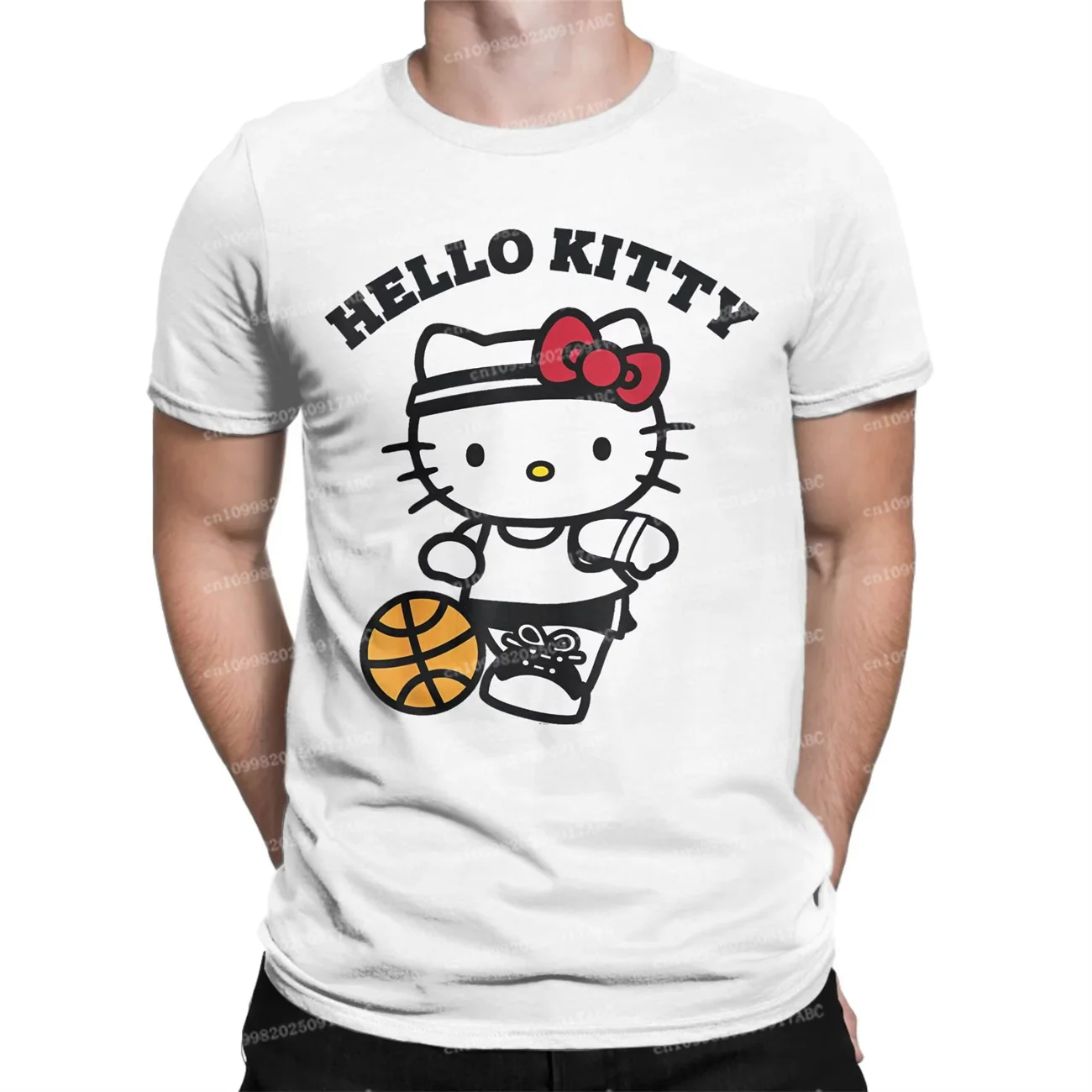 Sommer Herren T-Shirt Hello Kitty Distressed Nerd Glasses Damen T-Shirts Streetwear Vielseitige T-Shirts aus reiner Baumwolle Mann Kurzarm