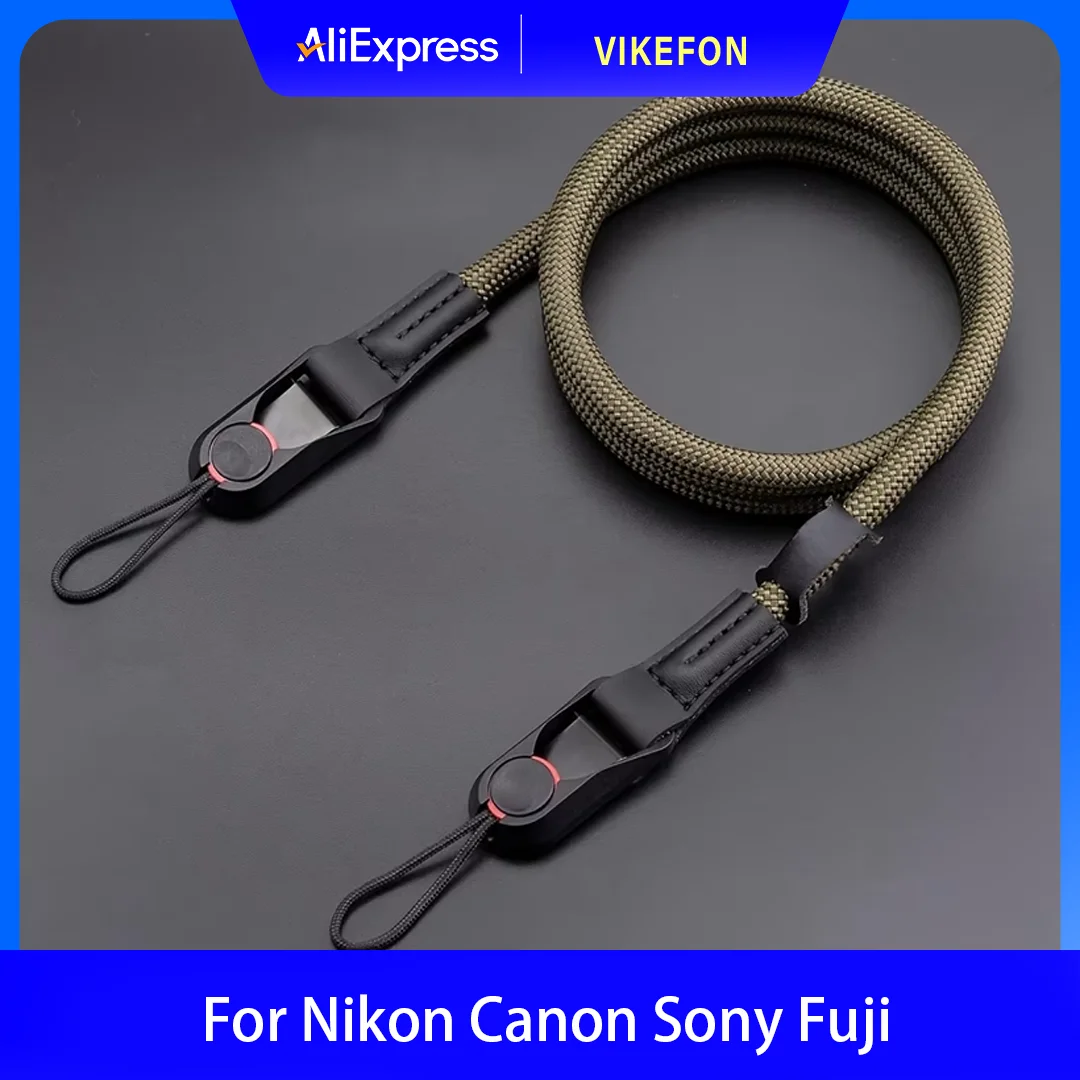 Verstellbarer Schnellverschluss-Kameragurt aus strapazierfähigem Polyamid-Kletterseil für DSLR- und spiegellose Kameras von Nikon, Canon, Sony, Fuji Image