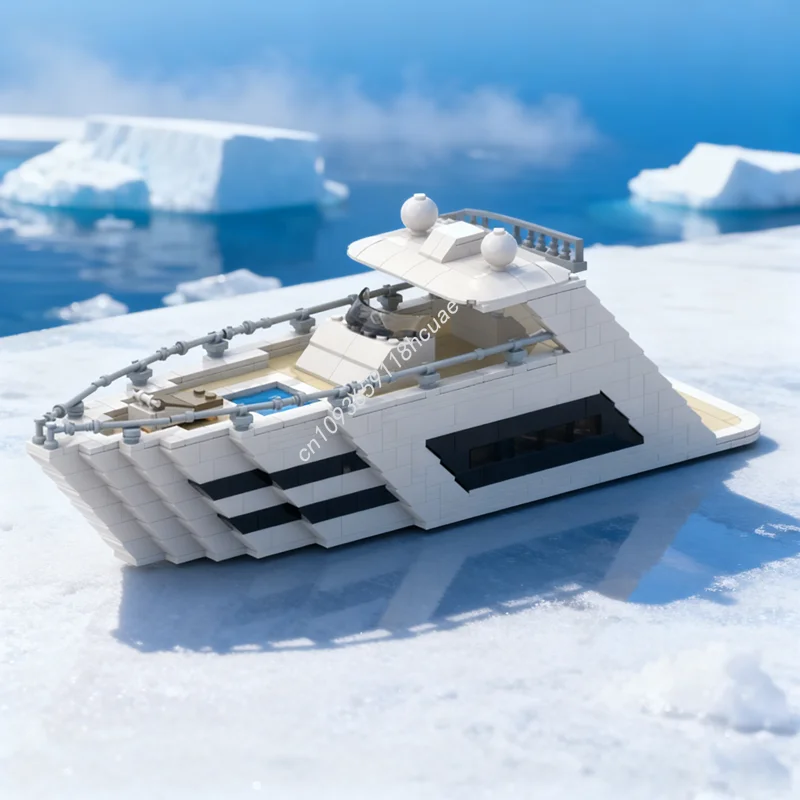 806 stücke MOC Kleine Yacht Innen Minifig Skala Boot Modell Bausteine Weihnachten Geschenke Spielzeug Bau DIY Kreative Idee Image