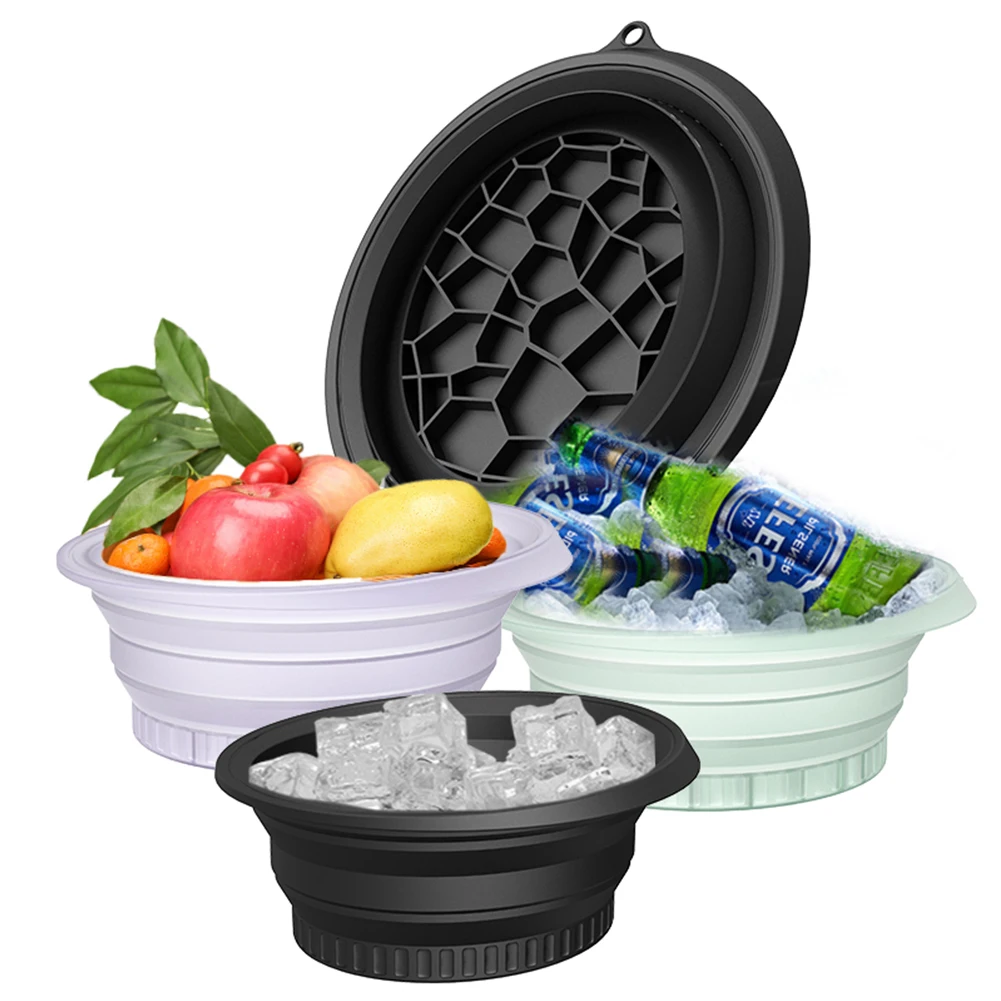 Silikon-Eis-Klappwaschbecken für das Gesicht mit integriertem Icetray, zusammenklappbares Eiswasser-Gesichtskalt-Deck für das Gesichts-Eisbad Image