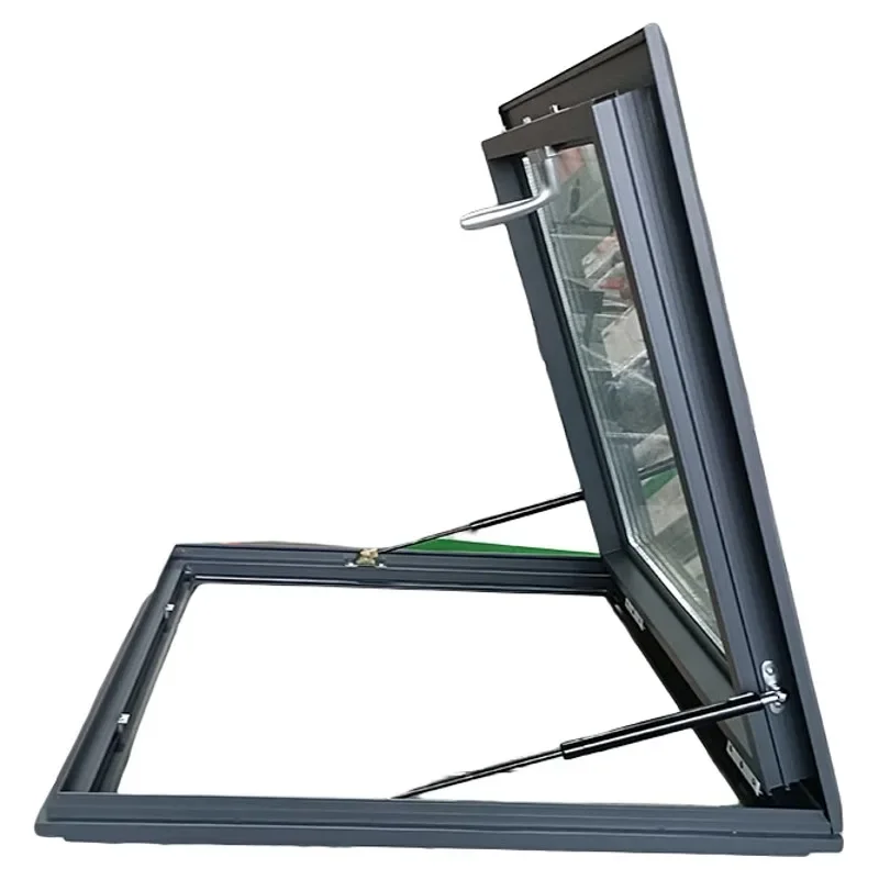 Verdicktes Dachfenster aus Aluminiumlegierung, geneigtes Flachdach, elektrisches Fenster, Wintergarten, manuelles Glas, Beleuchtungsschacht im Keller