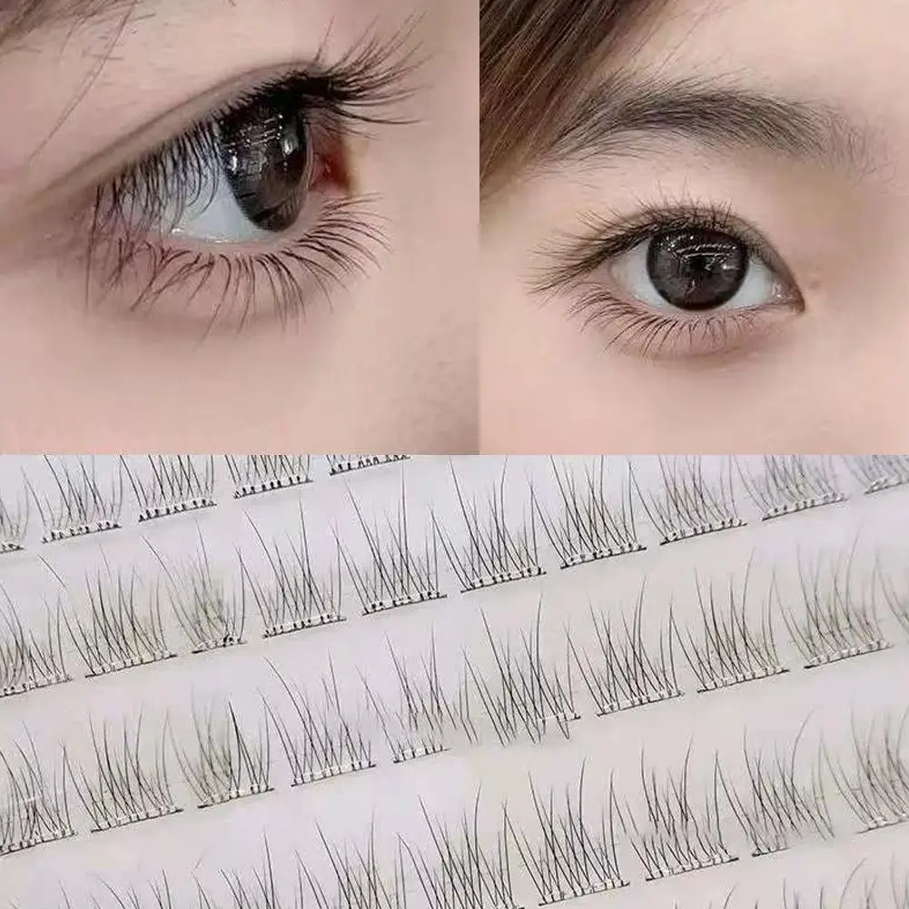 Volumen Falsche Wimpern Natürliche Schlanke Fischschwanz Gefälschte Wimpern Kleberfreie Einzelwimpern Segmentierte Wimpern Niedliches Augen-Make-up Image