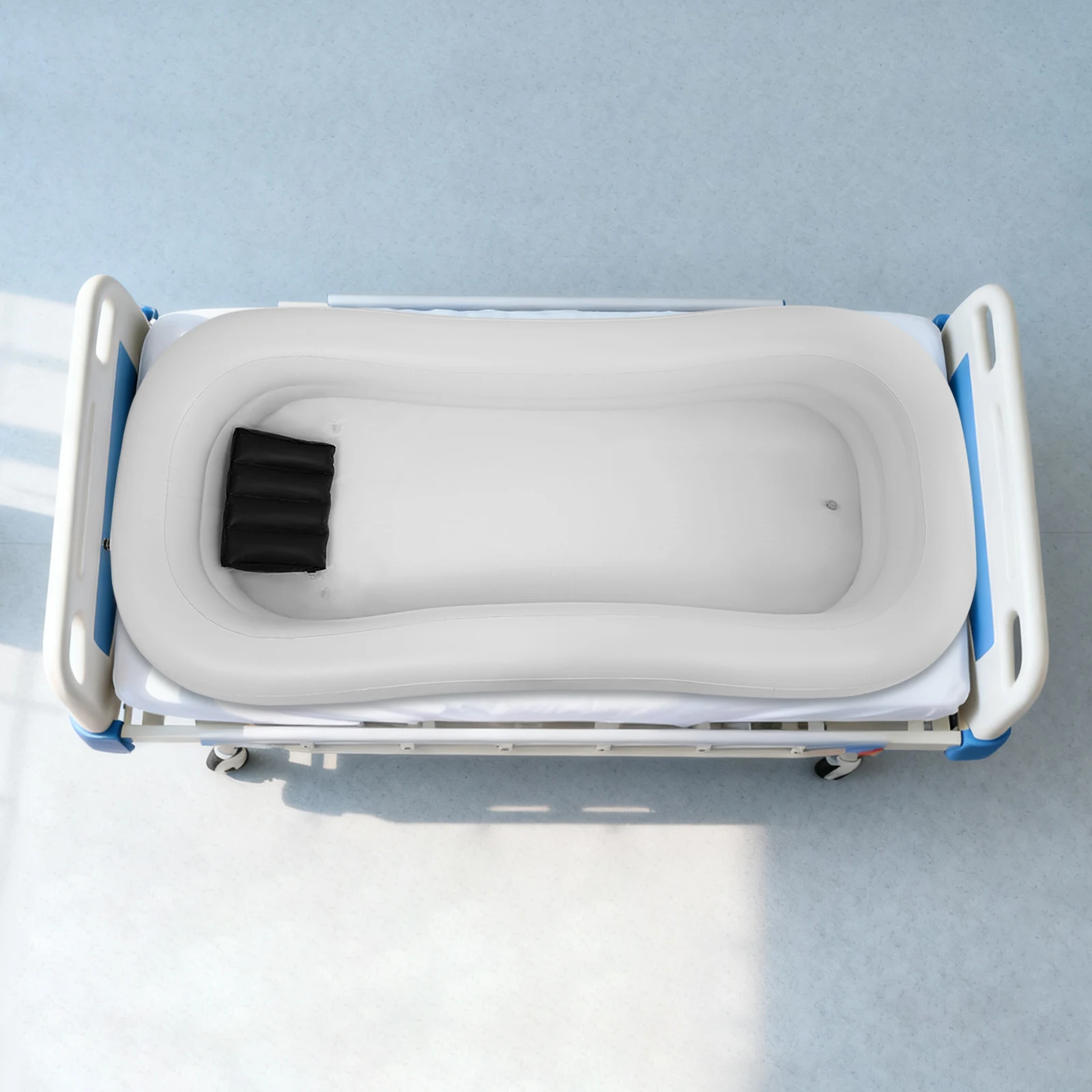 Rechteckige PVC-Aufblasbare Badewanne mit Zweistufigem Design, 2 Kissen, 130W Elektrische Luftpumpe, 10L Wasserbeutel mit Handbrause