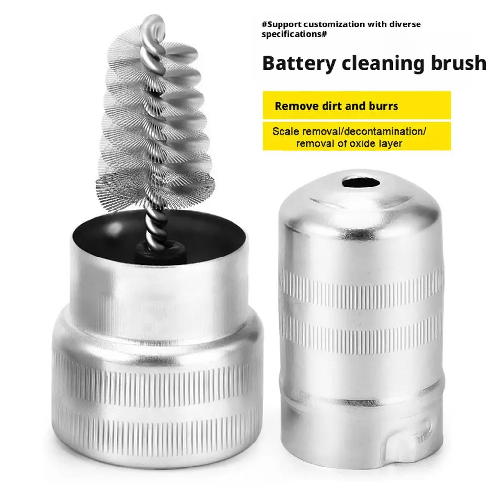 1 Stück Hochwertiger Praktischer Auto-Batteriepol-Reiniger aus Edelstahl mit Silberner Bürste Image