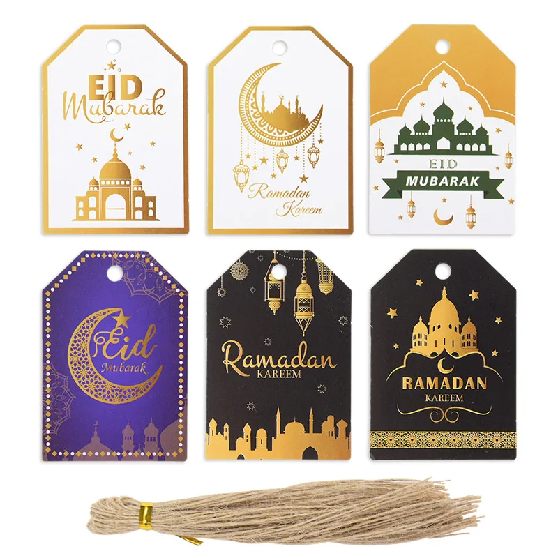 48-teiliges Set Ramadan Eid Mubarak Anhänger Festliche Partydekoration Geschenktüten-Boxen Hängende Etiketten Deko Stern Mond Anhänger Geschenkverpackungszubehör Image