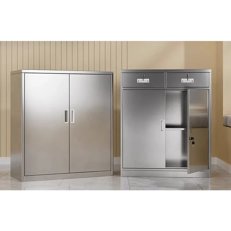 Aktenschrank aus Edelstahl 304, Büro-Aktenschrank, Werkzeugschrank mit niedrigen Schubladen für den Außenbereich, mit Schloss