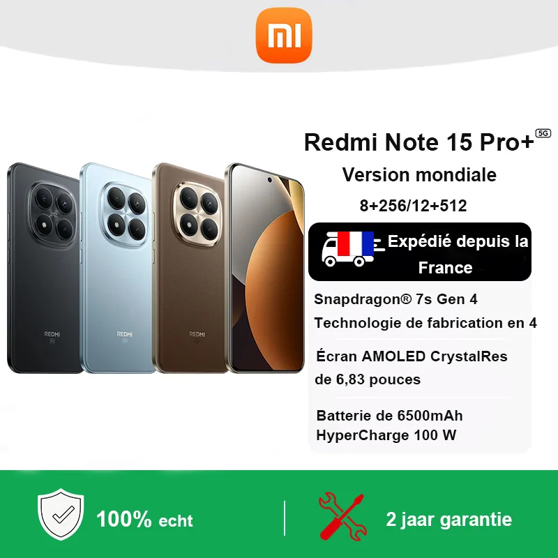 Xiaomi Redmi Note 15 Pro+ 5G Smartphone Versione Globale Snapdragon ® Fotocamera Principale 7s Gen 4 da 200MP, Batteria da 6500mAh, Impermeabile IP66