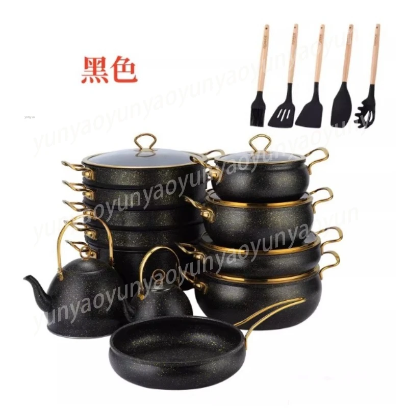 24-teiliges Kochgeschirr-Set mit Dampfgarer, Antihaft-Kochtopf-Set 20cm 24cm 28cm, Komplettes Küchen-Kochset Image