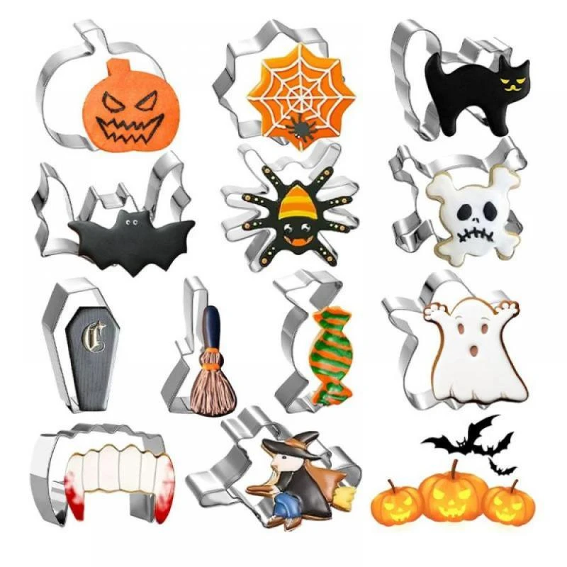 Edelstahl Halloween Keksform Set 12-teilig Rostfrei DIY Plätzchen Ausstecher Backform Image