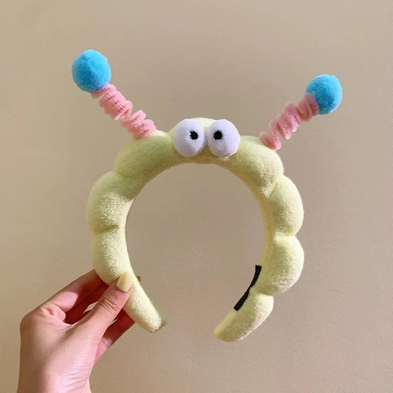 Niedlicher Plüsch-Haarreif mit Großen Augen für Mädchen, Handgefertigtes Hochwertiges Stirnband zum Gesichtwaschen, Baden, Hautpflege, Lustiges Haaraccessoire Image