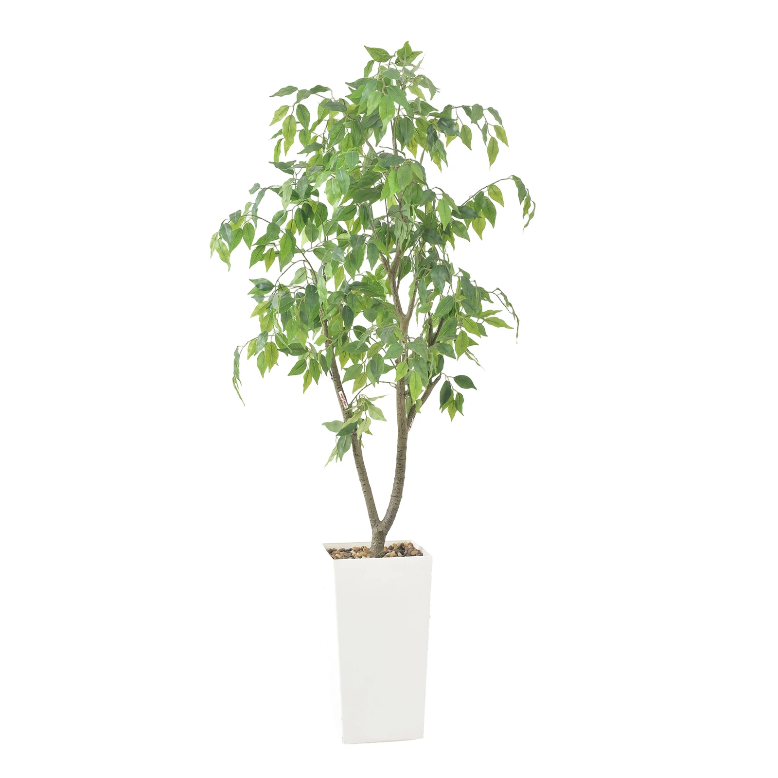 150 cm künstlicher Ficus-Baum mit Seidenblättern und Echtholzstamm, UV-beständig, Topf-Pflanzenpflanzer für drinnen und draußen Image