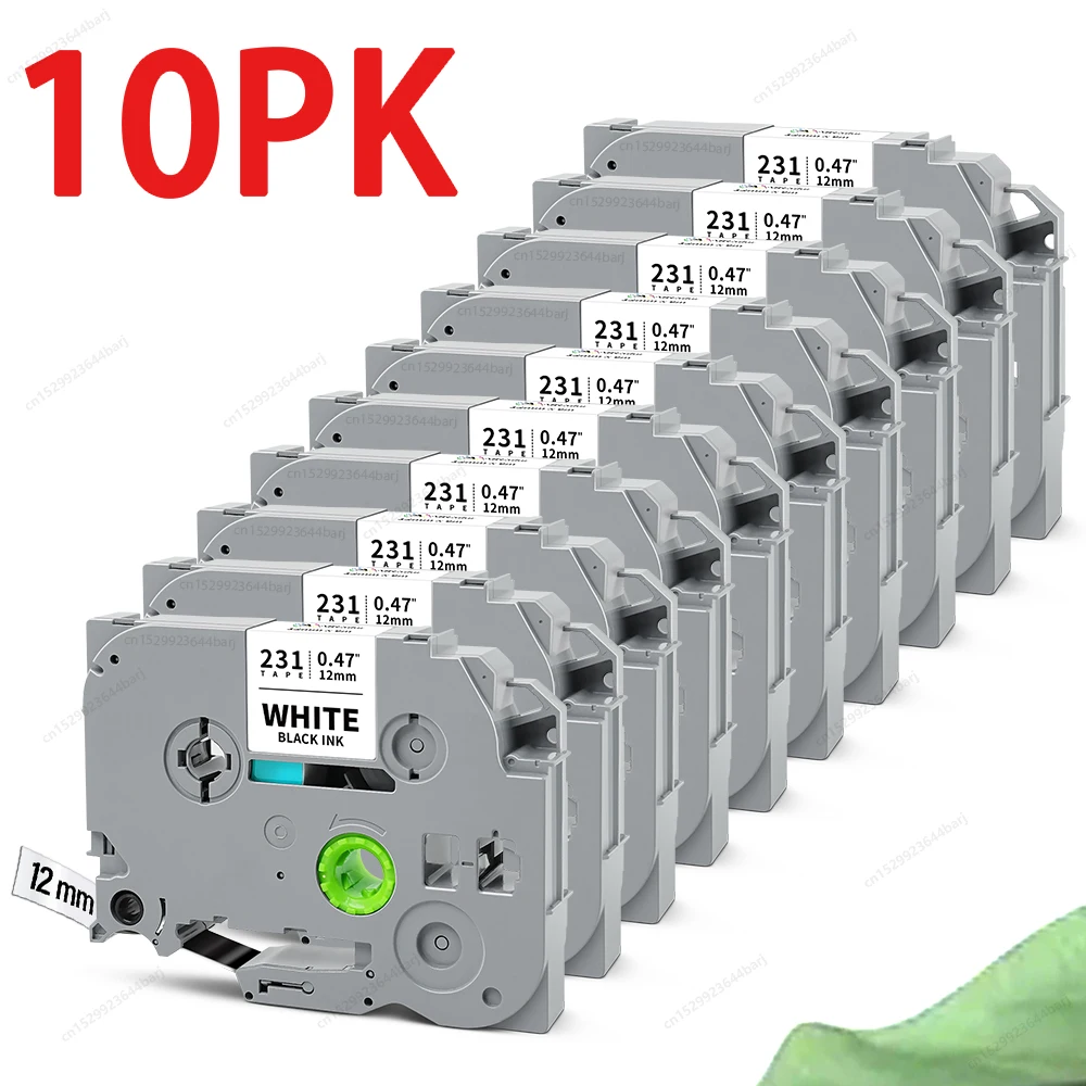 3/5/10 Stück TZe231 kompatibel für Brother P Touch TZe-231 Etikettendrucker, 12 mm, laminiert, weiß, für Brother PTH110 Etikettendrucker Image