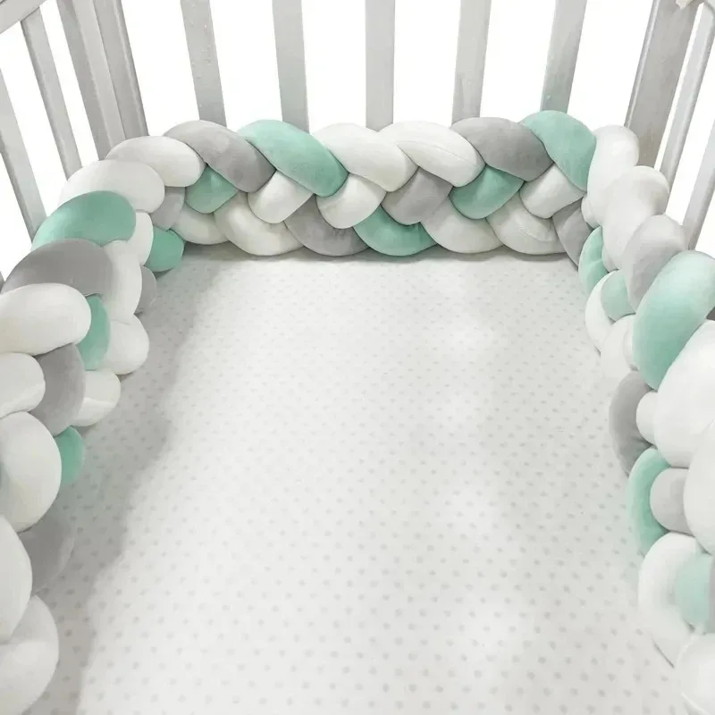 1-3m Babybett Stoßstange handgemachte geknotete Geflecht Weben Plüsch Krippe Schutz Säugling Knoten Kissen Baby Zimmer Dekor versand kostenfrei Image