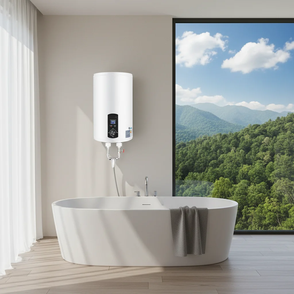 Elektrischer Warmwasserbereiter, 2000W Vertikaler Elektrischer Warmwasserbereiter, Wandmontierter Warmwasserbereiter mit Duschset, für Zuhause/Badezimmer Image