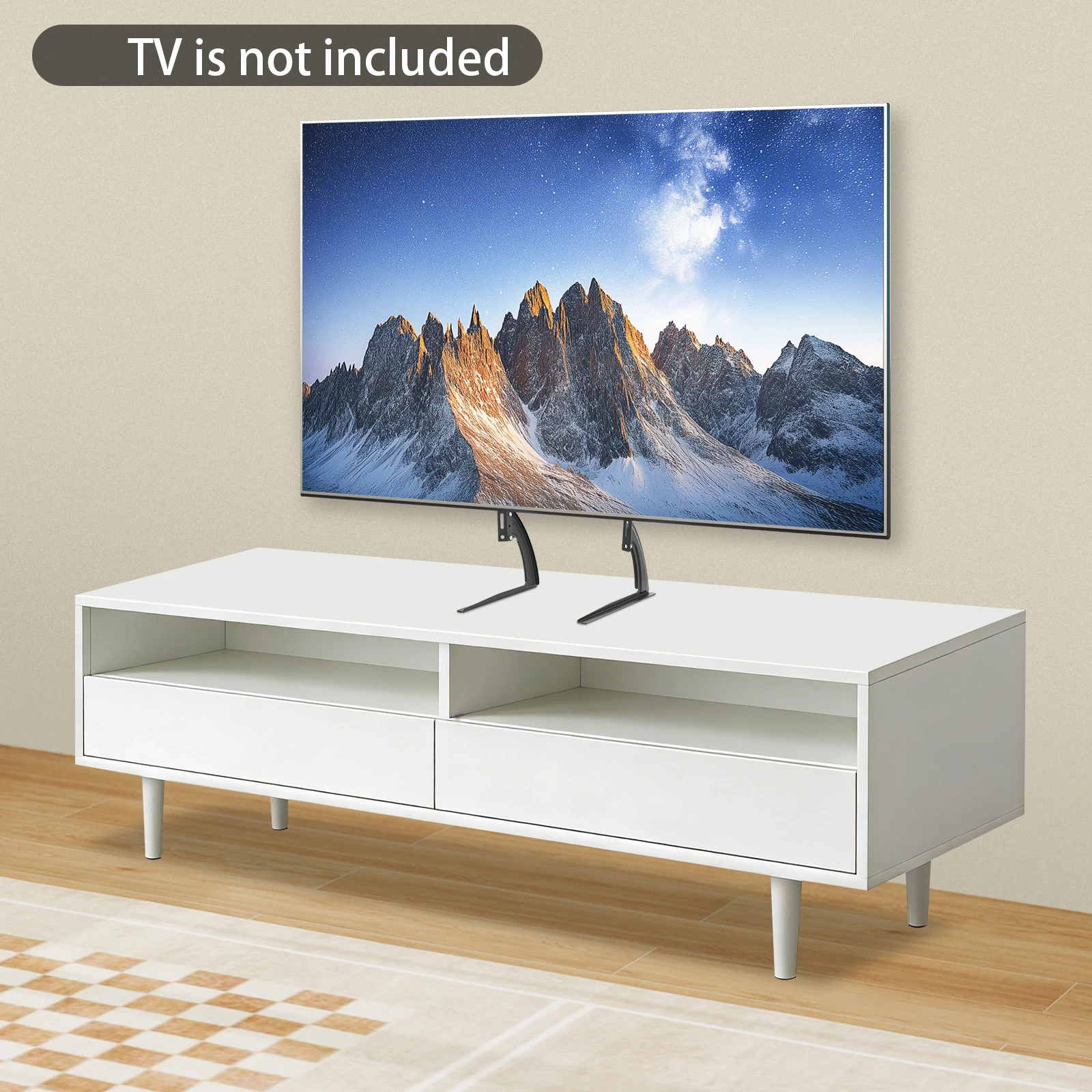Schwarzer TV-Tischständer mit Höhenverstellung 27,4*13,8 Zoll Kaltgewalzter Stahl Verstellbarer TV-Ständer für 32-70 Zoll LCD-Fernseher Image