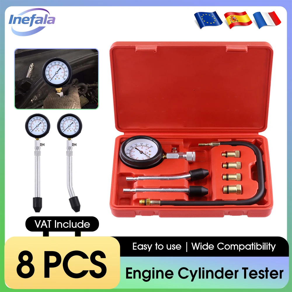 G326 Automotive Motorrad Zylinder-Kompressionsprüfgerät-Set 0-300PSI Motor-Druckmessgerät-Set mit 12-teiligem Adapter-Schnellkupplungs-Set Image