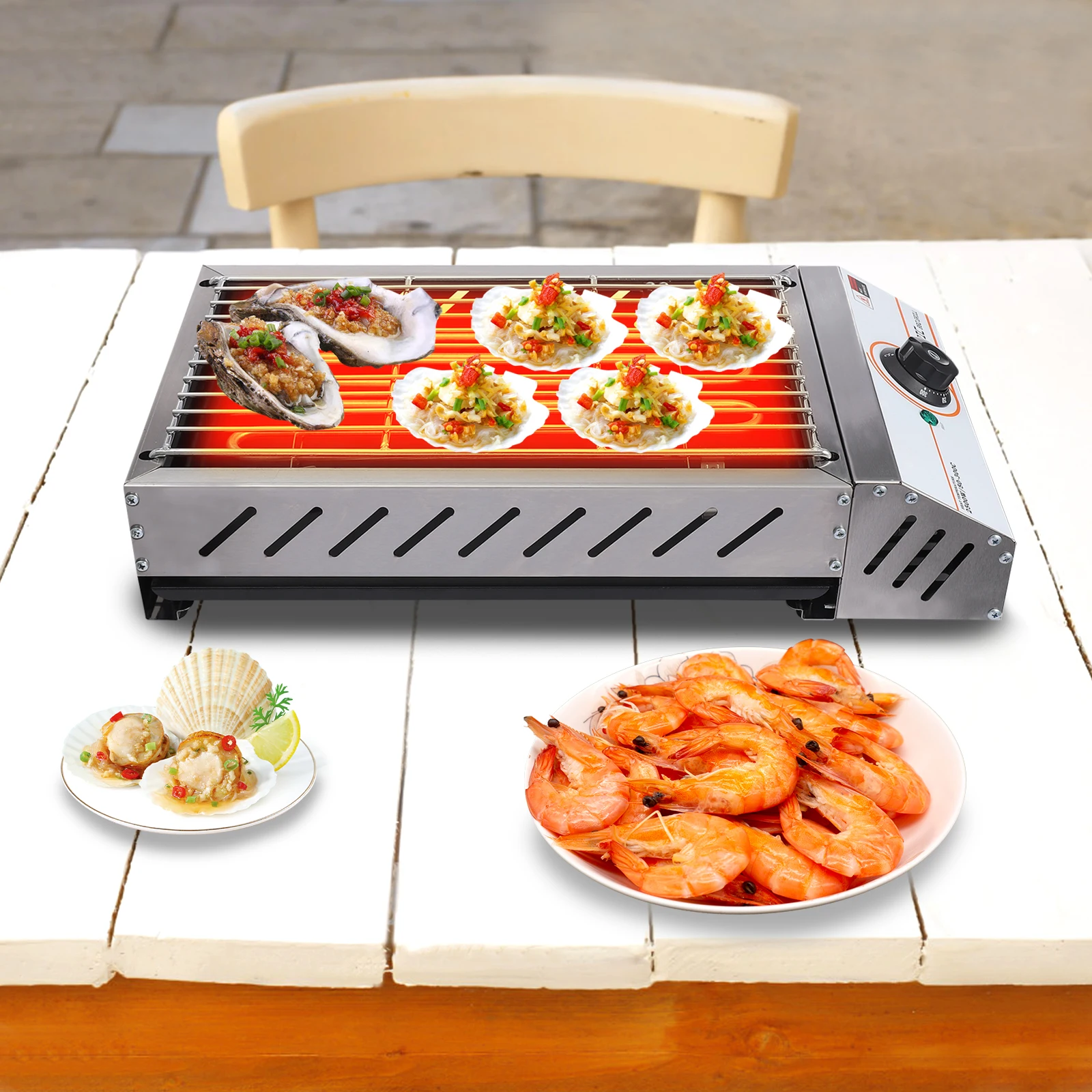 Elektrischer Grill, hocheffiziente Heizung, geräumige Grilloberfläche, effektive Wärmeableitung für Barbecue, Party, Deck, Restaurant Image