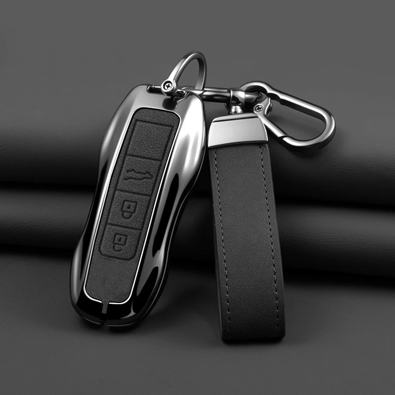 Autoschlüsseletui aus Zinklegierungsleder für Porsche Panamera Cayenne 971 911 970 981 991 9YA Macan Boxste Schutzhülle Schlüsseletui Image