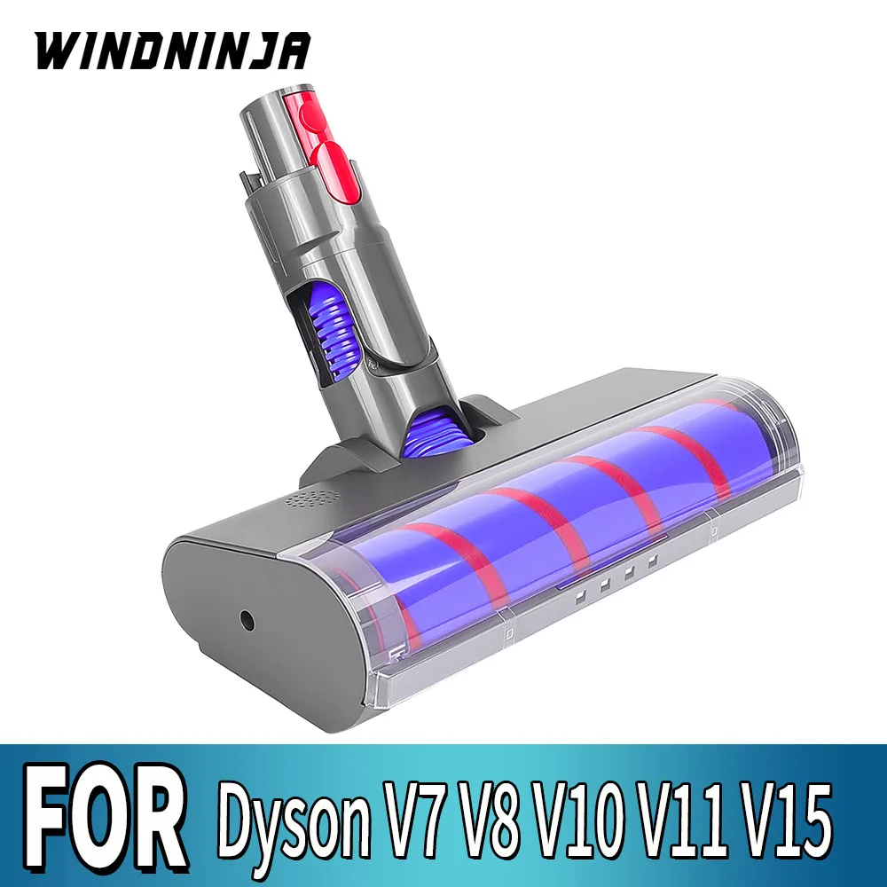 Weiche Rollenbürsten, Bürstenkopfteil für Dyson V7 V8 V10 V11 V15 Staubsauger mit Direktantrieb und 4 LED-Leuchten für Hartböden Image