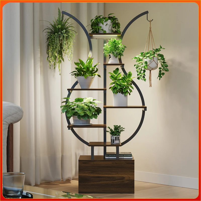 Anajqaqia Pflanzenregal mit Wachstumsbeleuchtung, Raumdekoration Aufbewahrungsregal, mit Haken Image