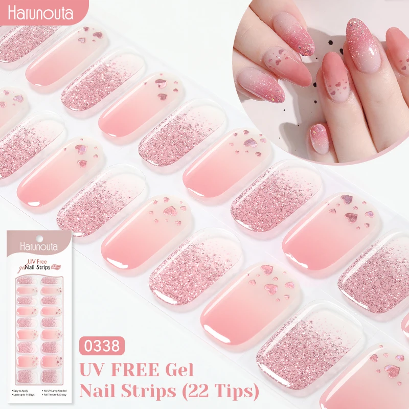 22 Streifen UV-freie Nagelgelstreifen Liebevolles Herz Gelpoliermittel Nagelaufkleber Aushärtungsfreie selbstklebende Aufkleber für Nägel Langlebige Wrap Image