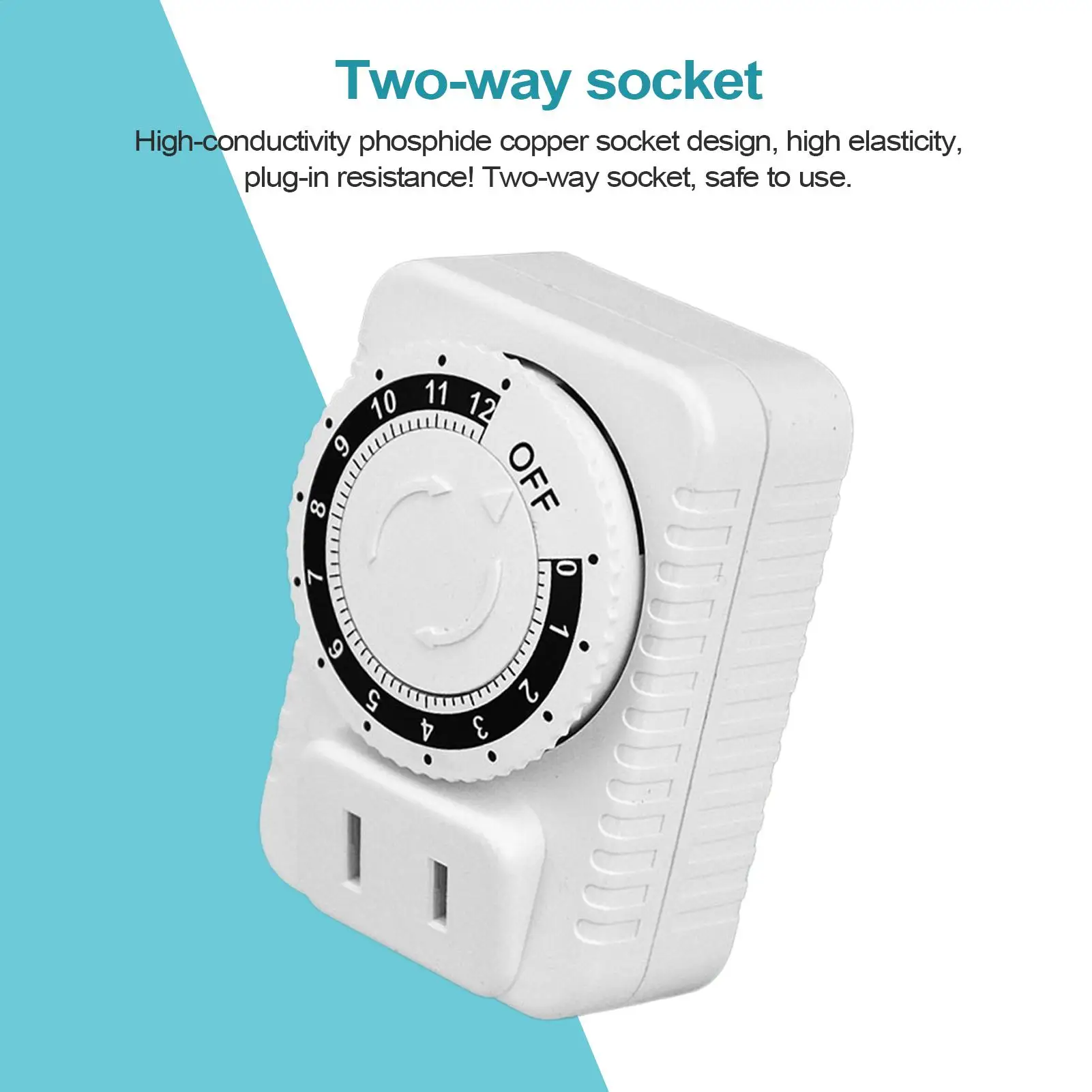 Indoor-Timer-Steckdose, mechanische Timer-Steckdose für den Innenbereich, automatische Abschaltung, benutzerfreundliche, vielseitige Funktionssteckdose für den Urlaub Image
