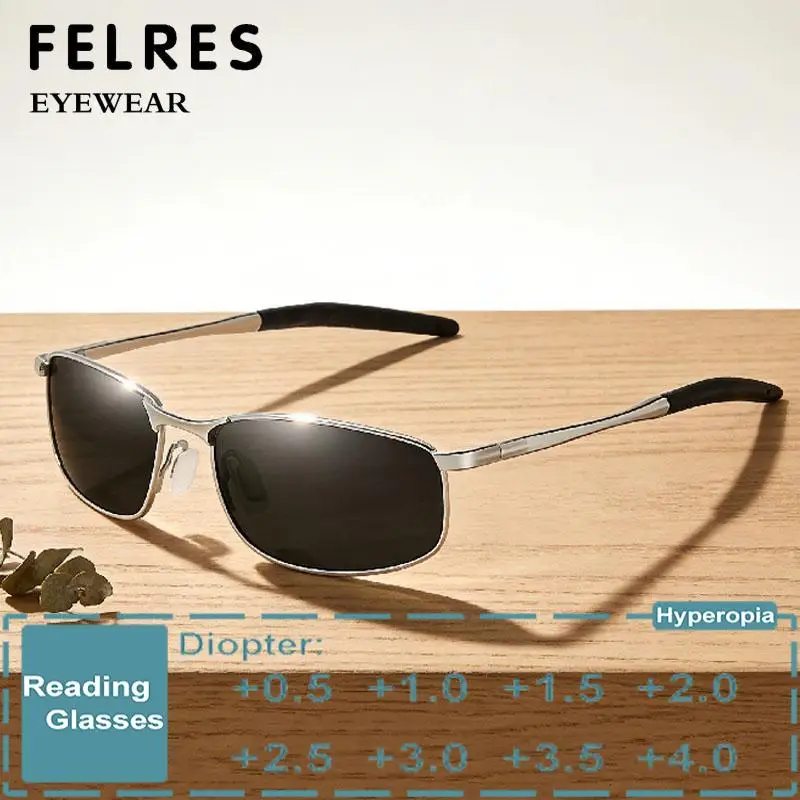 Designer Metalllegierung getönte Lesesonnenbrille Männer Outdoor Lesen Presbyopie Brillen UV-Schutz Freizeit Schatten Leser Image
