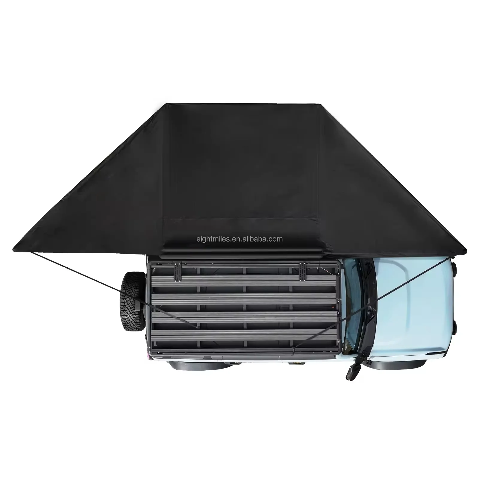 180° Auto-Markise, erweiterbar um 180 Grad, Vier-Jahreszeiten-Nylon-Seitenmarkise, wasserdichtes, freistehendes Fahrzeug-Vordach, 2M Image