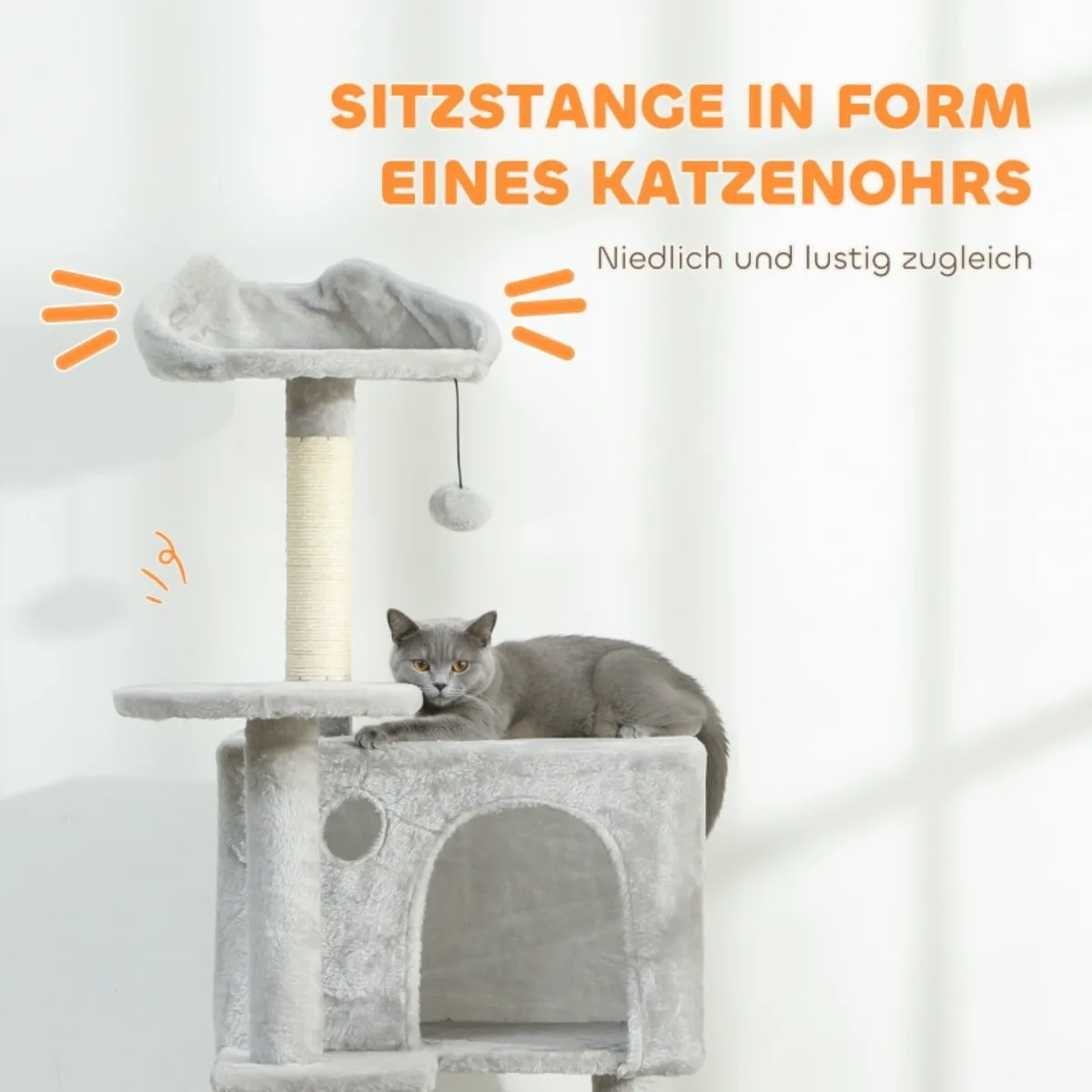 160cm Mehrstöckiger Katzenbaum | Sisal-Kratzpfosten, Höhlen, Plüschplattformen, Hängematte, Leiter & Bälle Image
