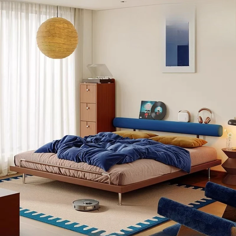 Nordisches Mittelalterliches Massivholzbett 2025 Platzsparend für Kleine Wohnungen Ohne Nachttisch 1,5 Meter Einfaches Doppelbett Image