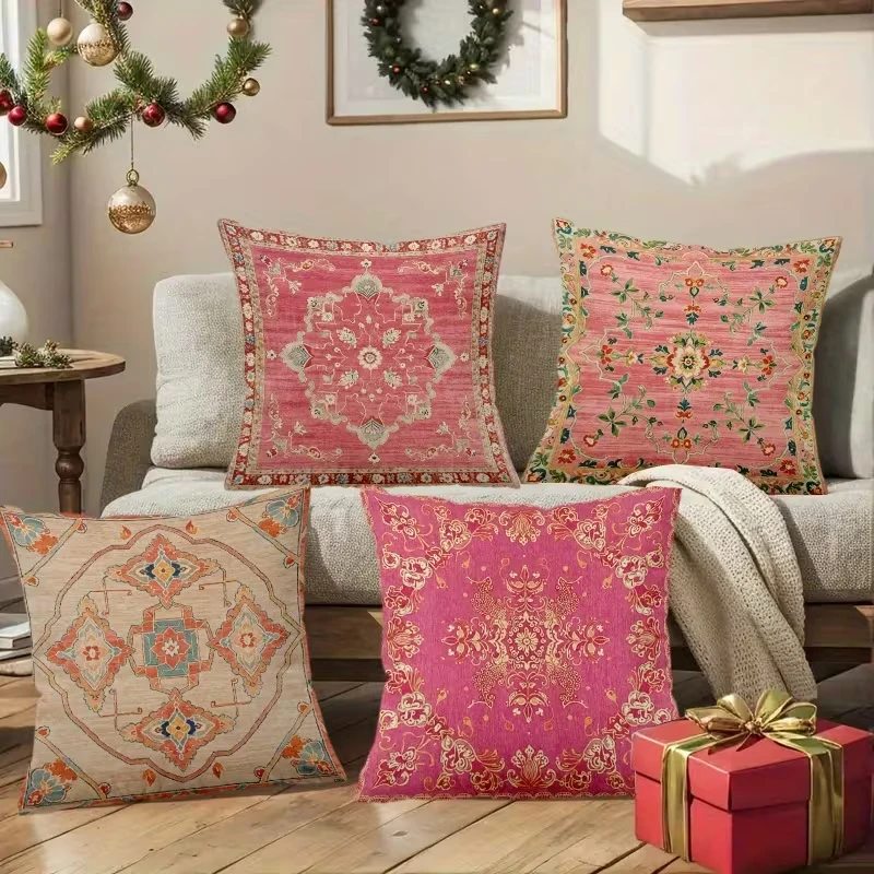 VIKAMA Bohemian Floral Kissenbezug, doppelseitig bedrucktes Design mit Reißverschluss, Wohnzimmer- und Schlafzimmer-Sofakissenbezug, Heimdekoration Image