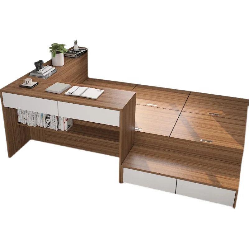 Modernes, schlichtes Einzelbett, Tatami-Bett für kleine Wohnungen, Schreibtisch-integriertes Kinderbett, Schrankkombination, multifunktional Image