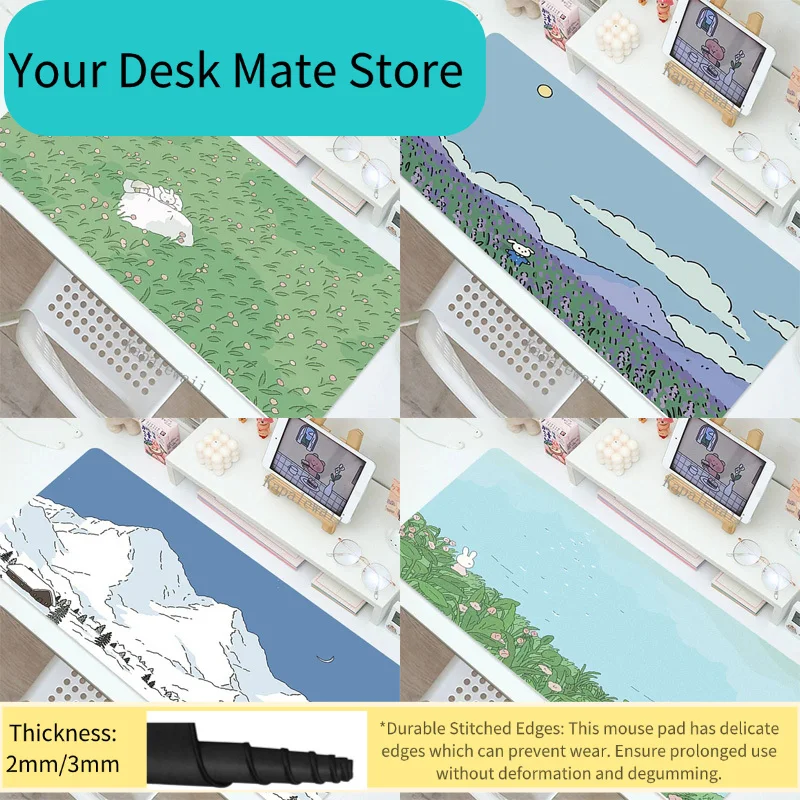 Niedliche Pflanzen-Gaming-Zubehörteile Mauspad für Computer und Laptop, Erweiterte Rutschfeste Waschbare Mausunterlage, Gummi-Tastatur-Tischmatte Image