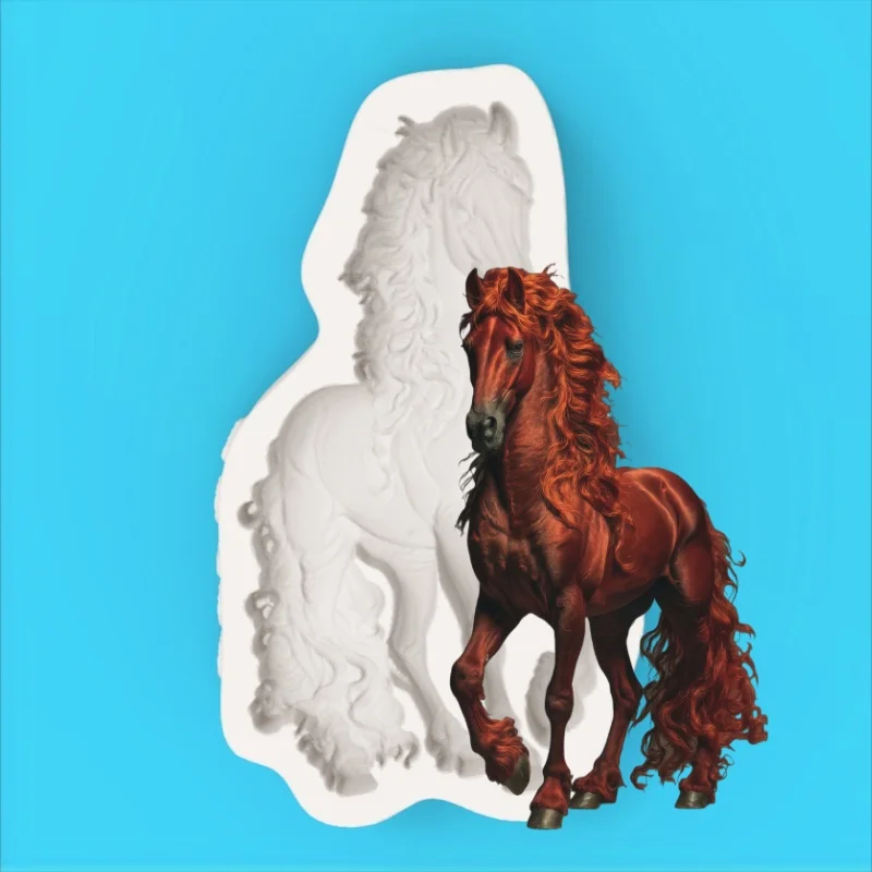 Hochpräzise Pferdekopf-Form mit Eleganter Muskelstruktur und Detaillierter Mähnen-Gravur, Silikonform für die Herstellung von Fondant-Schokoladenpralinen Image