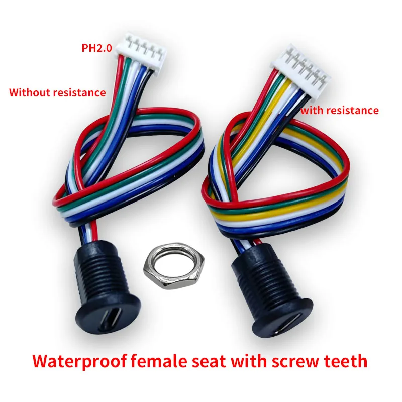 5 Stück Typec 5P-Stecker USB-C 6-polige wasserdichte Sicherungsmutter PH2.0 Installation TPC-Panel-Schweißdraht 24AWG-Schnittstelle Image