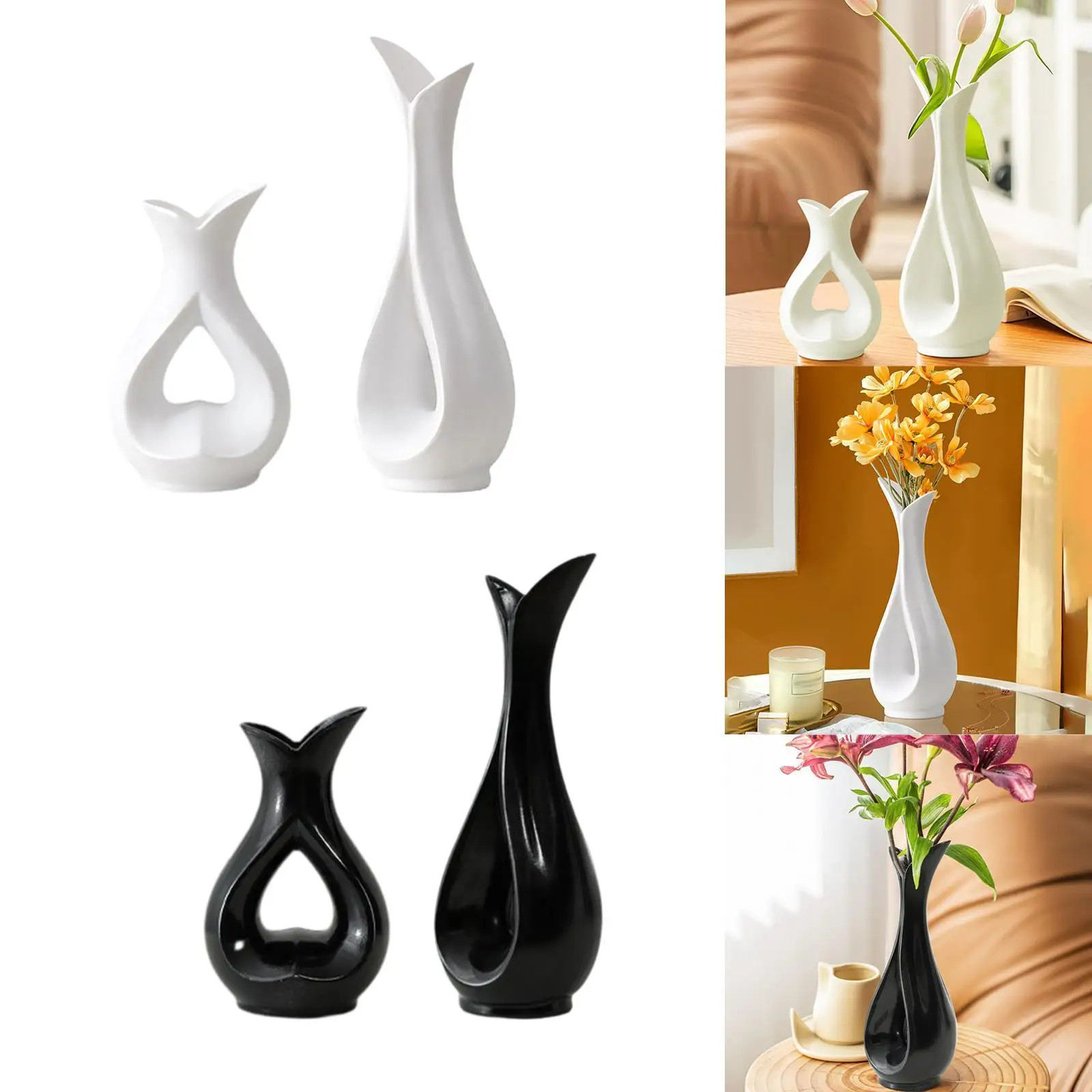 Moderne Abstrakte Vase Minimalistische Vase Dekorative Blumenvase für Trockenblumen Bouquet Hochzeit Kaminsims Eingangsbereich Image