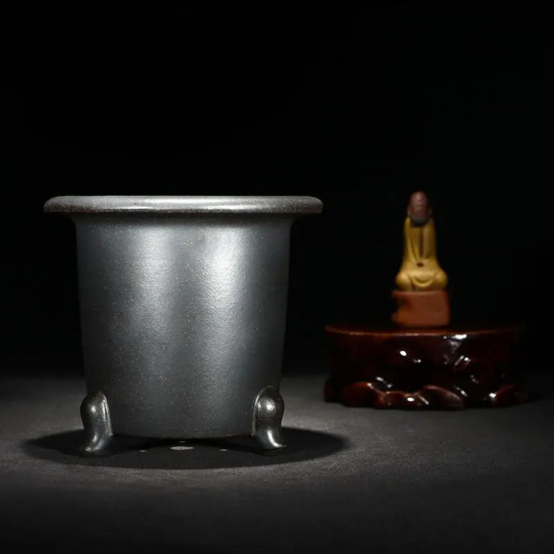 Chinesische Yixing Lila Sand Blumentopf Keramik Grüne Pflanze Büro Tisch Dreibeinigen Sukkulenten Blumentopf Hause Bonsai Dekoration Image