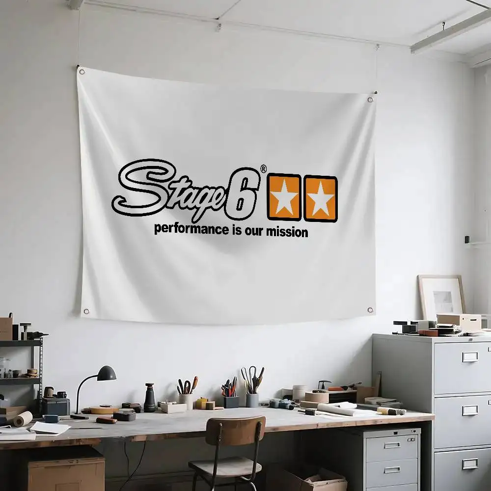 S-Stage Coole 6-Loch-Fahnenbanner aus Polyester für Außendekoration und Raumgestaltung Image