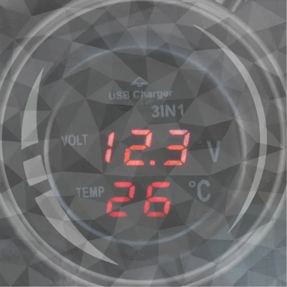 Digitaler LED Auto-Zigarettenanzünder Voltmeter Thermometer Auto-LKW USB-Ladegerät 12V/24V Temperaturmesser Voltmeter 3 in 1/ 2 in 1 Image