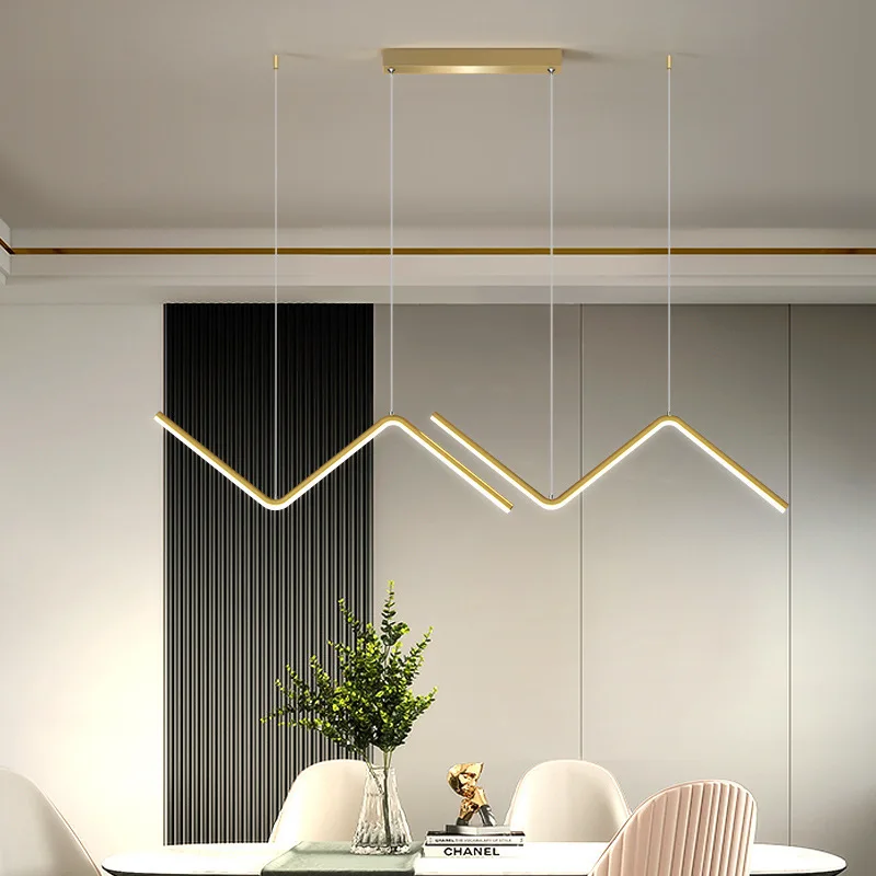 Esszimmer-Pendelleuchte aus Aluminium, moderne minimalistische Restaurant-Pendelleuchte, nordische minimalistische Linie, kreatives Design, Sinn-Pendelleuchte