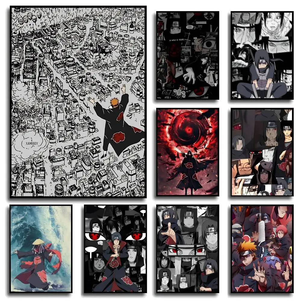 W-Akatsukis-e-Itachis-Uchihas-r Poster, Poster für Wohnzimmer, hochwertige Leinwand, Vintage-Stil, Gemälde, Heimwanddekoration, Bild