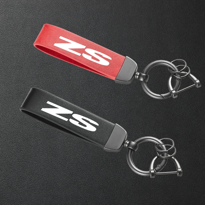 Für MG ZS Auto Hochwertiger Leder-Schlüsselanhänger Metall-Schlüsselring Zubehör Image