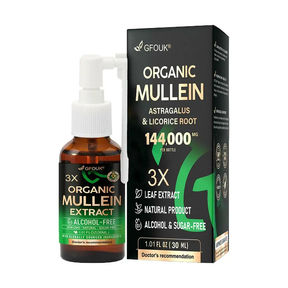 Premium Bio-Königskerzenspray Natürliche Lungen-Gesundheitsunterstützung mit Astragalus- und Süßholzwurzel-Kräuterextrakt für leichteres Atmen Image